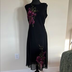 NWT Dress Barn Elegant Black Floral Dress size 10